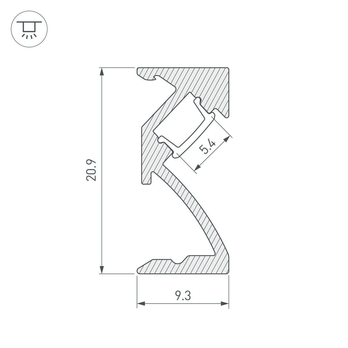 Профиль Arlight SL-Bevel-W21-2000 Anod 043687
