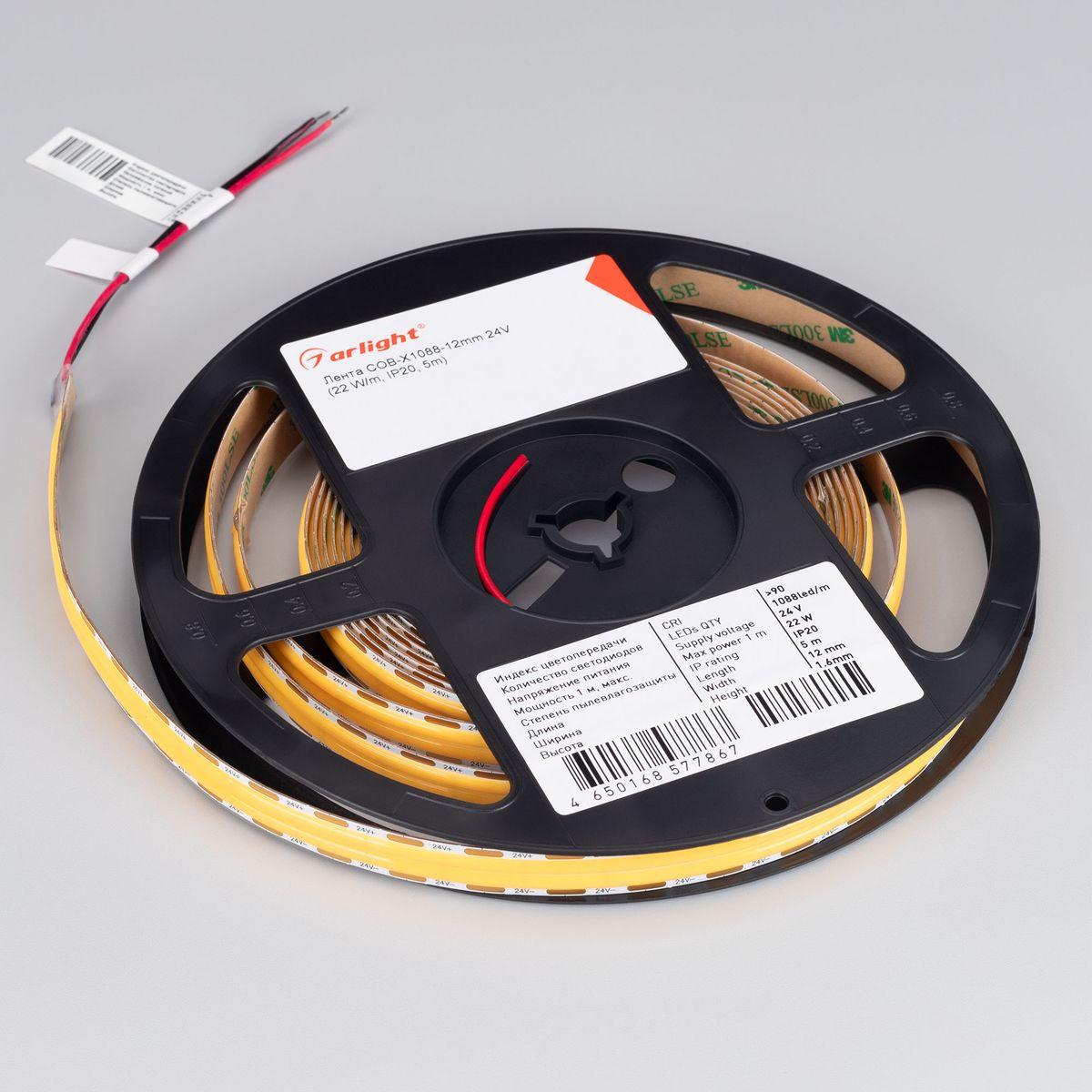 Светодиодная лента Arlight 22W/m 1088Led/m CSP дневной белый 5M COB-X1088-12mm 24V Day4000 046930