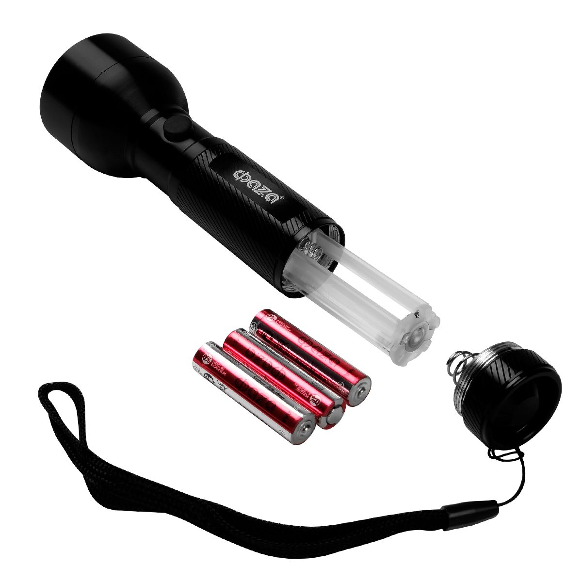 Ручной светодиодный фонарь ФАZA от батареек 180 лм 131х45 AF6-L3W/L2W-bk