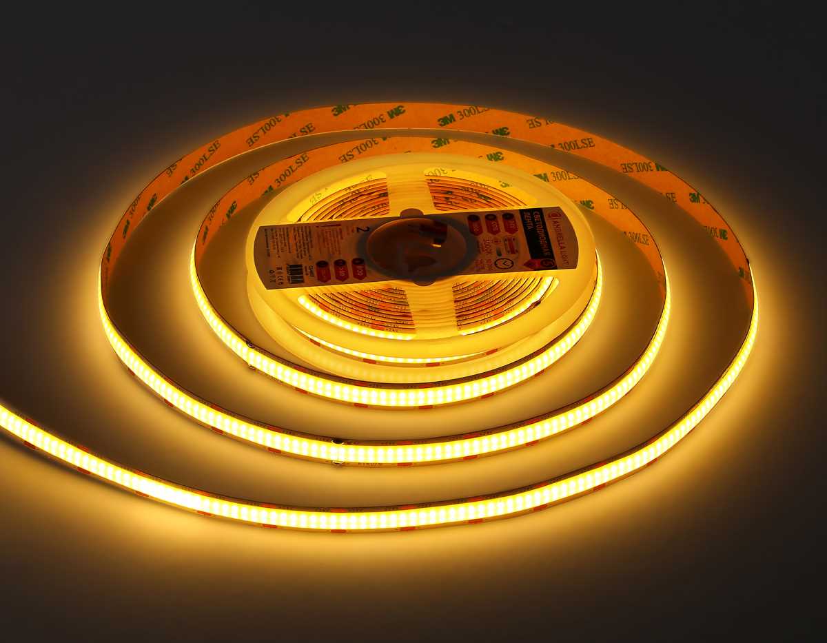 Светодиодная лента Ambrella Light GS4801 COB 616Led/19W m/ 24V IP20 3000K/ 5m*12mm*2mm (2 конт.) GS4801