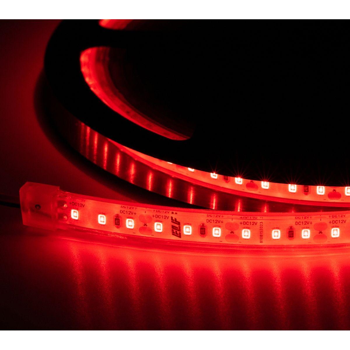 Лента светодиодная герметичная ELF 600SMD (2835), 12В, IP68, 5м, красный ELF-600SMD2835-IP68-R