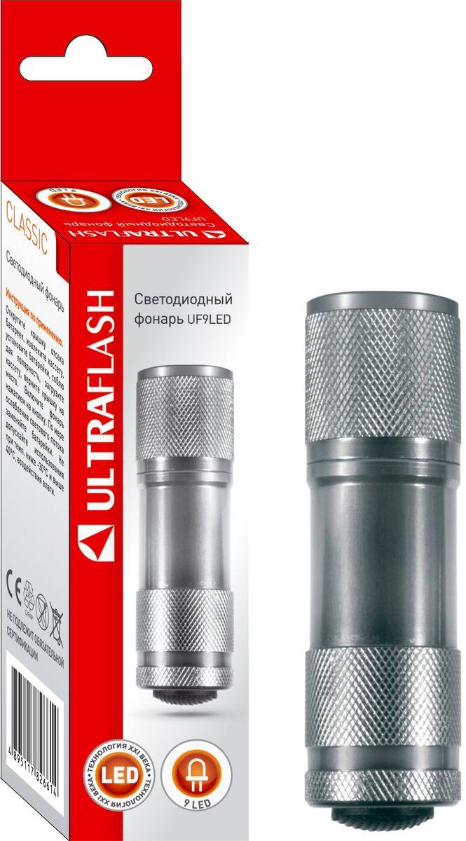 Ручной светодиодный фонарь Ultraflash Classic от батареек 90х30 20 лм UF9LED 7903