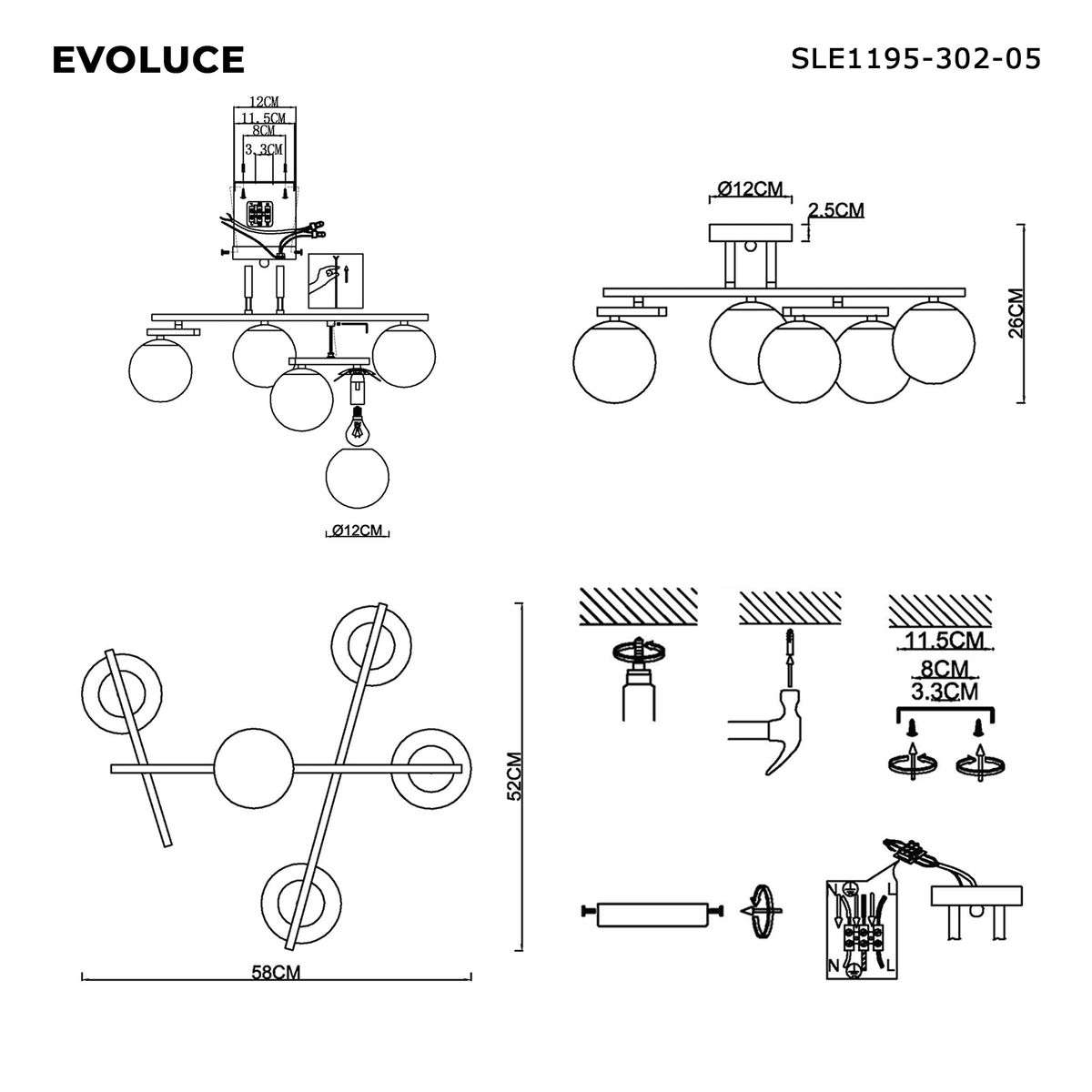 Потолочная люстра Evoluce Sierra SLE1195-302-05