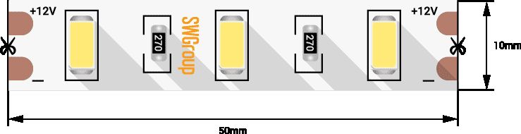 Светодиодная лента SWG 12W/m  60Led/m 5630SMD холодный белый 5M SWG660-12-12-W-M 009476