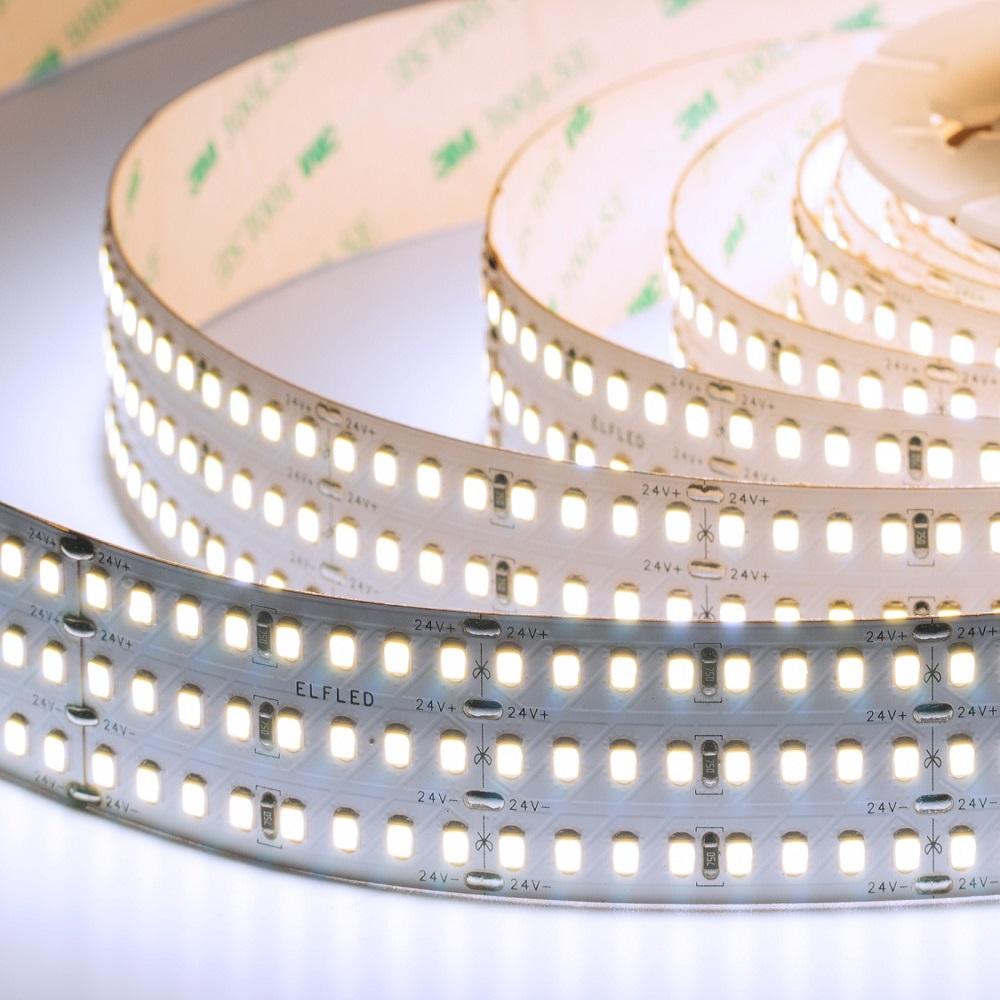 Лента светодиодная ELFLED LX170, 528/м (2835), 24В, 48Вт/м, 3м, 3ряда, белый 6500-7000К ELFLED-24528-LX170/3-w