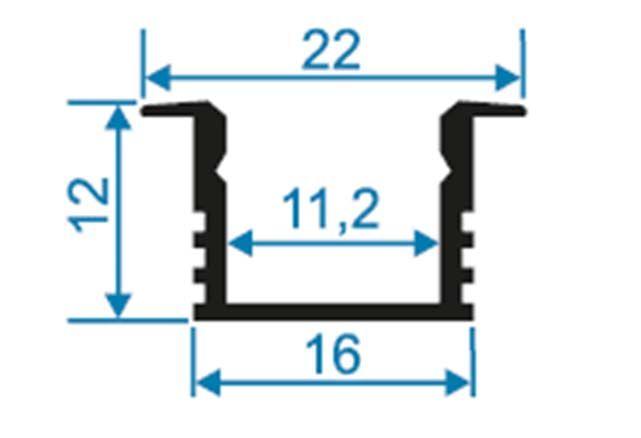 Профиль встраиваемый серебро 1м. Apeyron 08-11-01