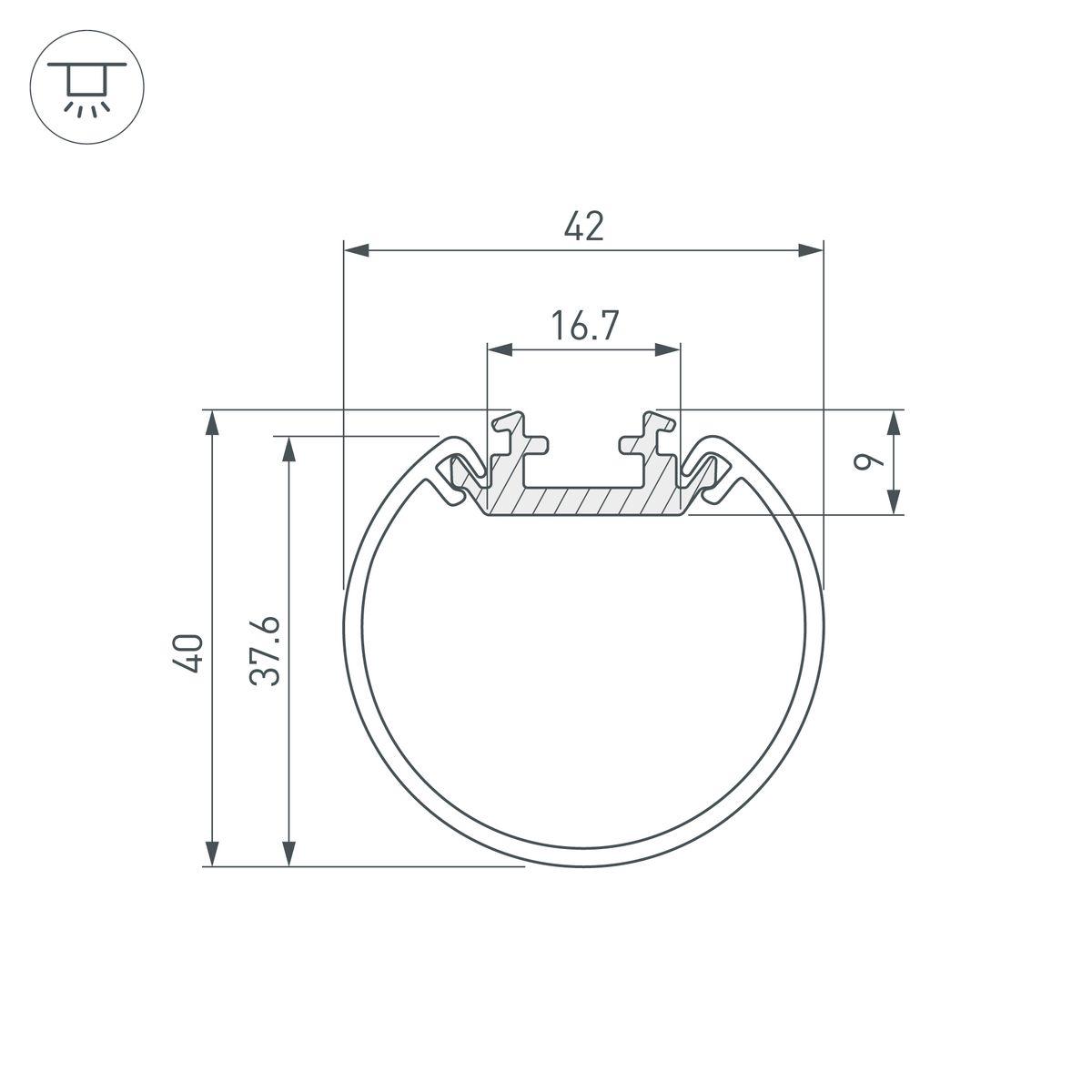 Профиль Arlight Round-D40-2000 Anod 044517