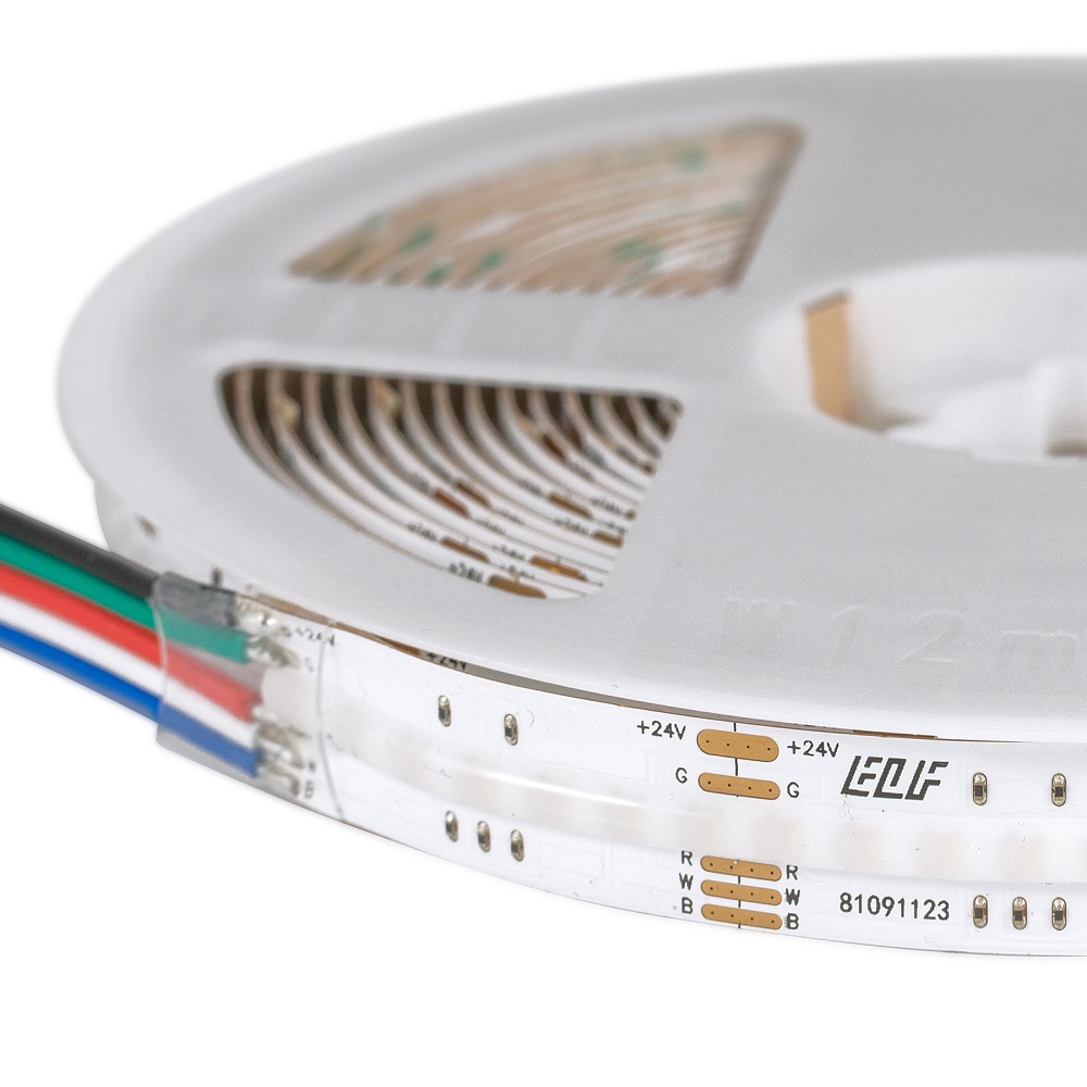 Лента светодиодная ELFLED 840COB диодов, 24В, 5м, ширина 12мм, RGBW ELFLED-840COB-12-RGBW-24