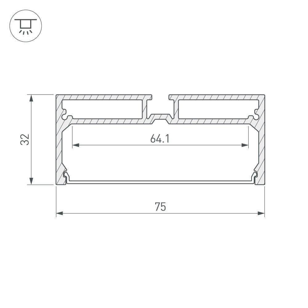 Профиль с рассеивателем Arlight SL-LINE-7532-2000 ANOD 028033
