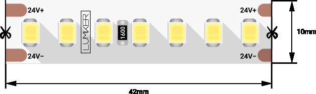 Светодиодная лента DesignLed DSG 2835 WW 168L-V24-IP33, 2700 K, 840 LED, 17W/m, 5000*10*2 mm, LUX 001821