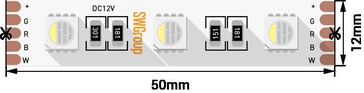 Светодиодная лента SWG 19,2W/m  60Led/m 5050SMD RGB/теплый белый 5M SWG560-12-19.2-RGB+WW-M 010116