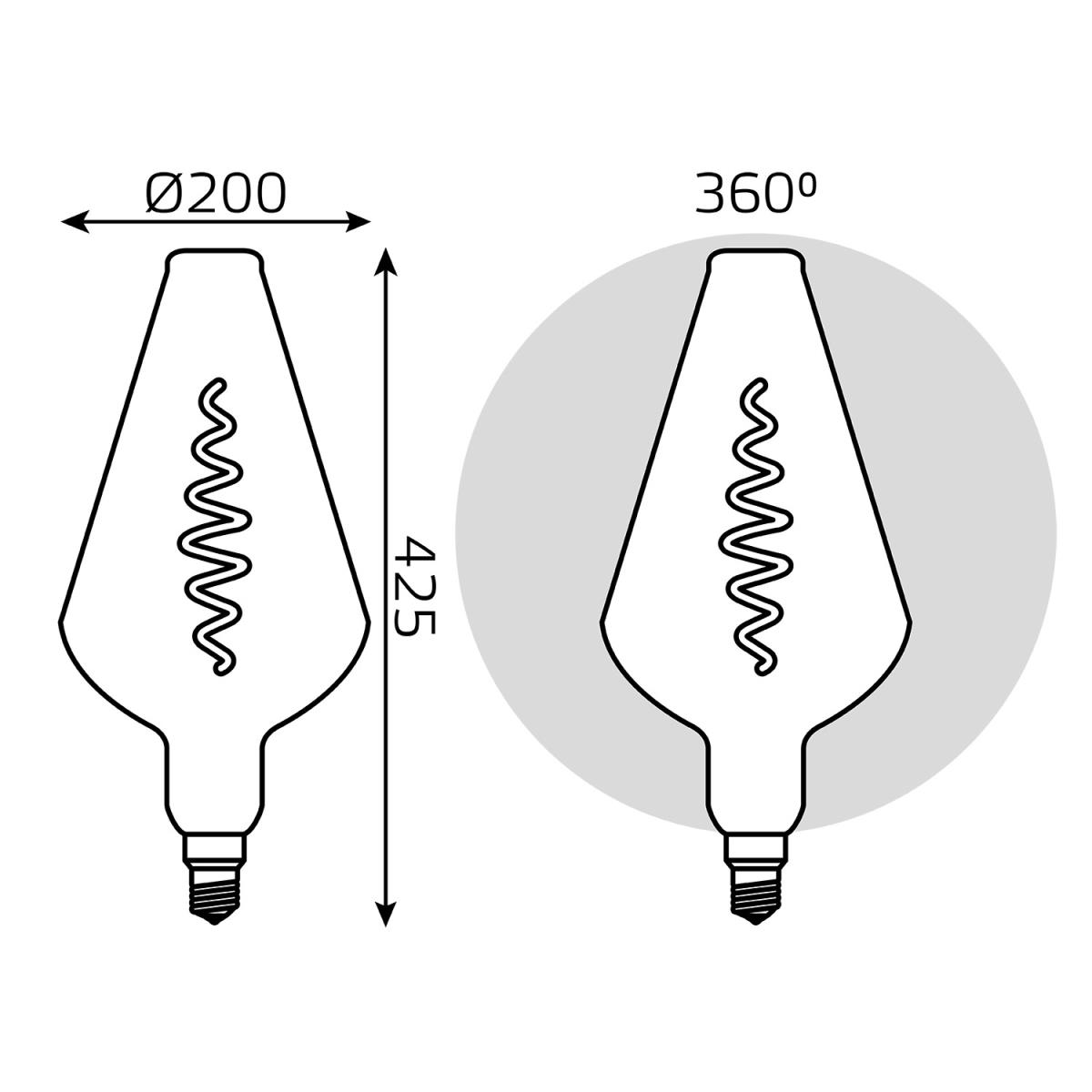 Лампа светодиодная филаментная Gauss E27 8,5W 1800K серая 180802005