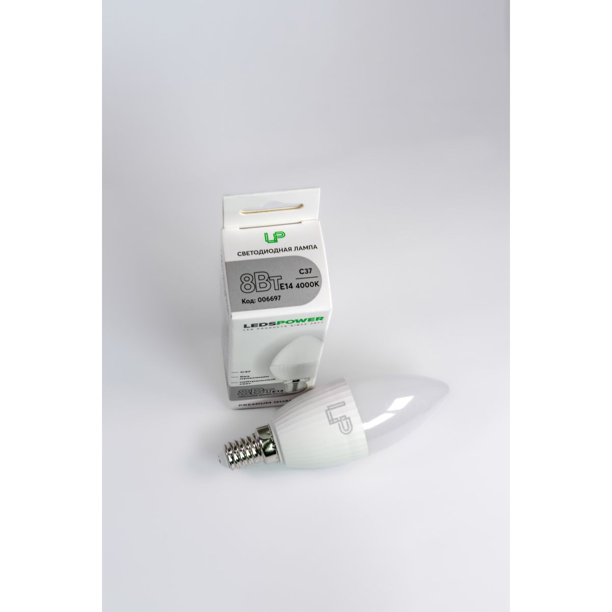 Светодиодная лампа LEDS POWER C37 E14 8Вт 4000К 006697