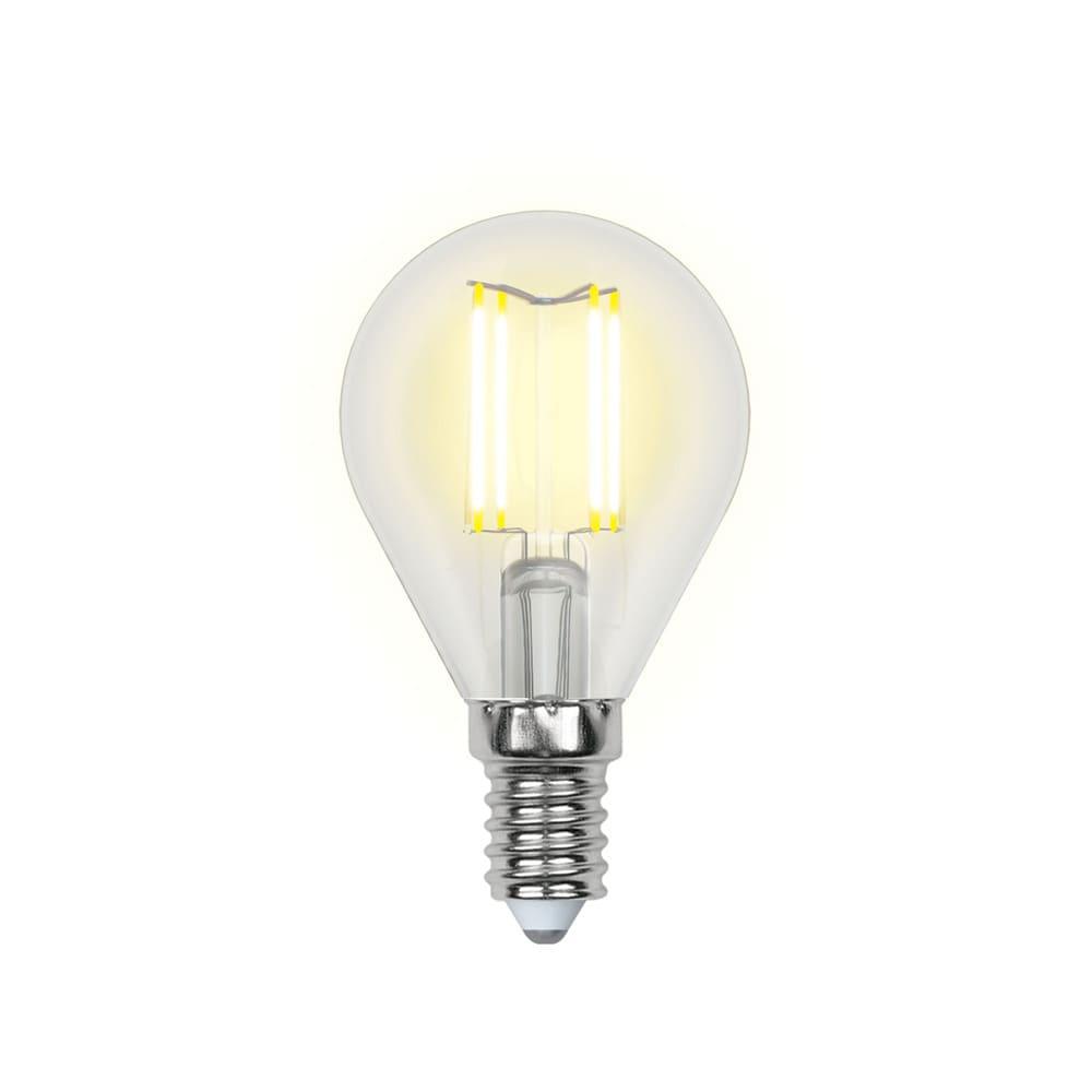 Лампа светодиодная филаментная Uniel E14 5W 4000K LED-G45-5W/NW/E14/CL/DIM GLA01TR UL-00002870