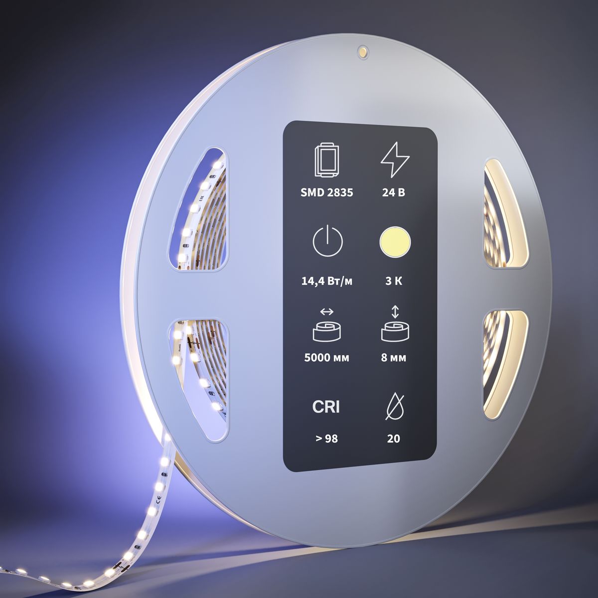 Светодиодная лента Maytoni 14,4W/m 120LED/m 2835SMD теплый белый 5M 201088