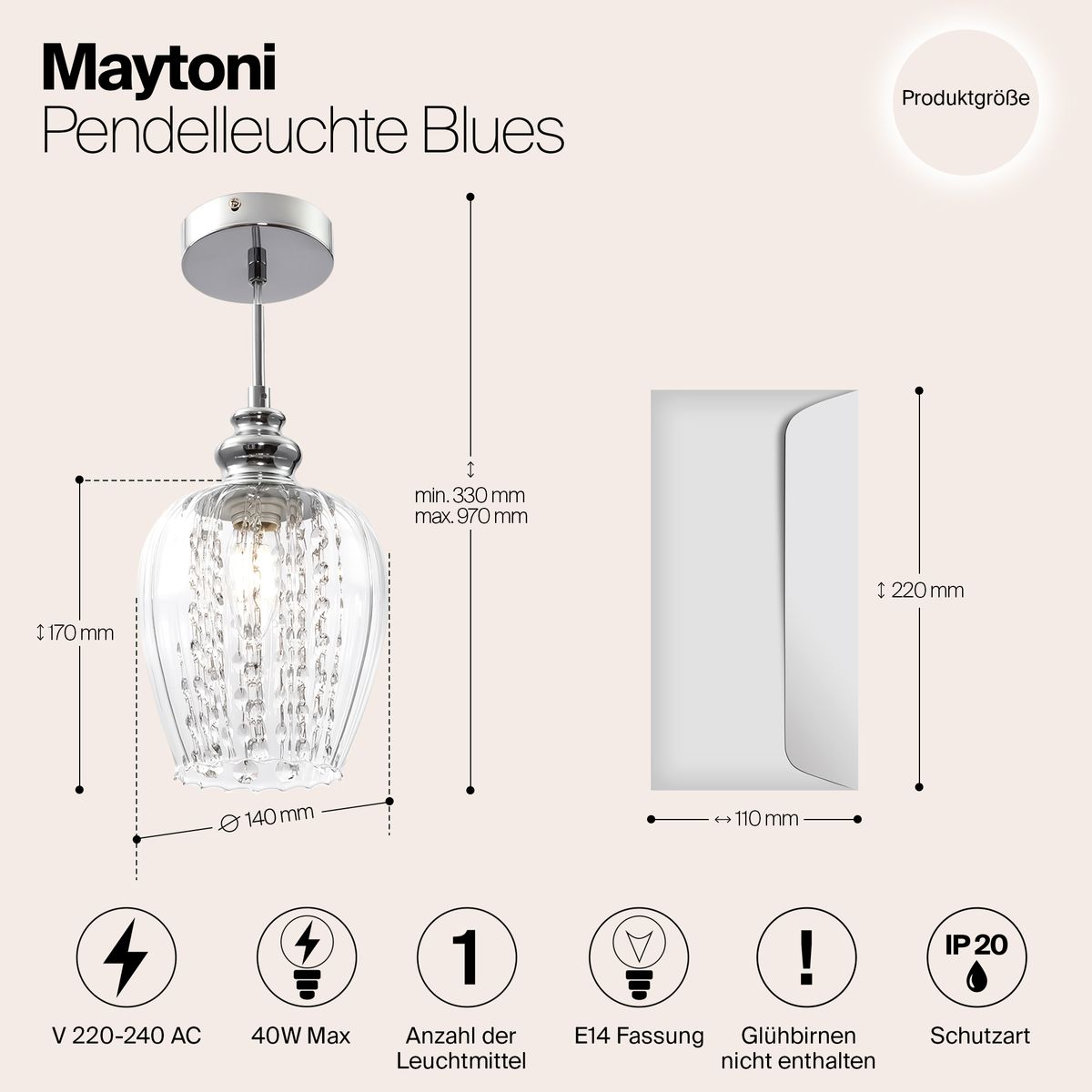 Подвесной светильник Maytoni Blues MOD044-PL-01-N