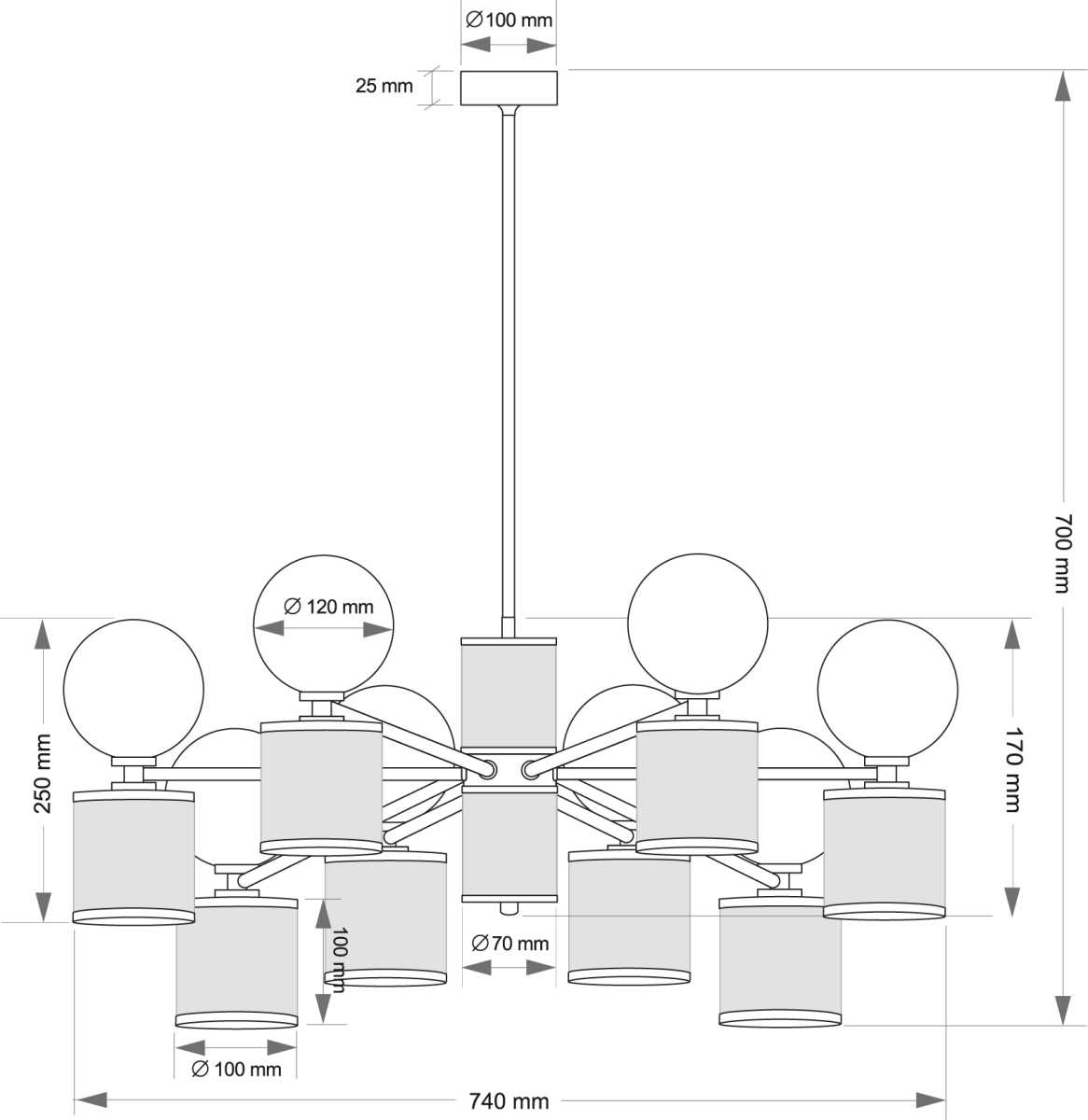 Подвесной светильник KUTEK ERBA ERB-ZW-8(BN/3)BT