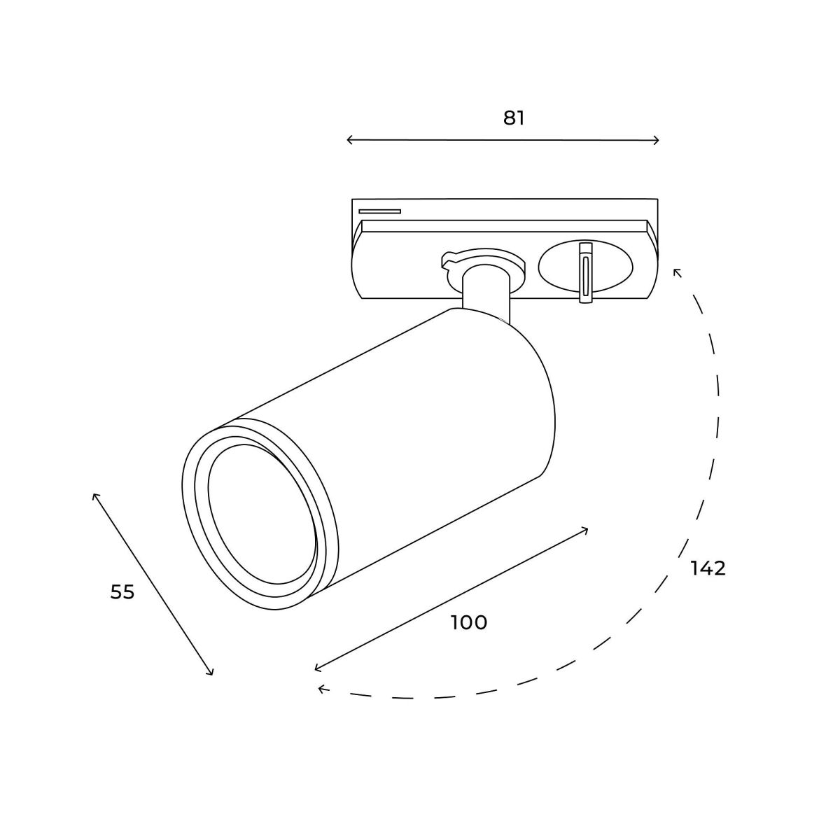 Трековый точечный светильник Skylite Однофазный GU10, чёрный HSBL_0019