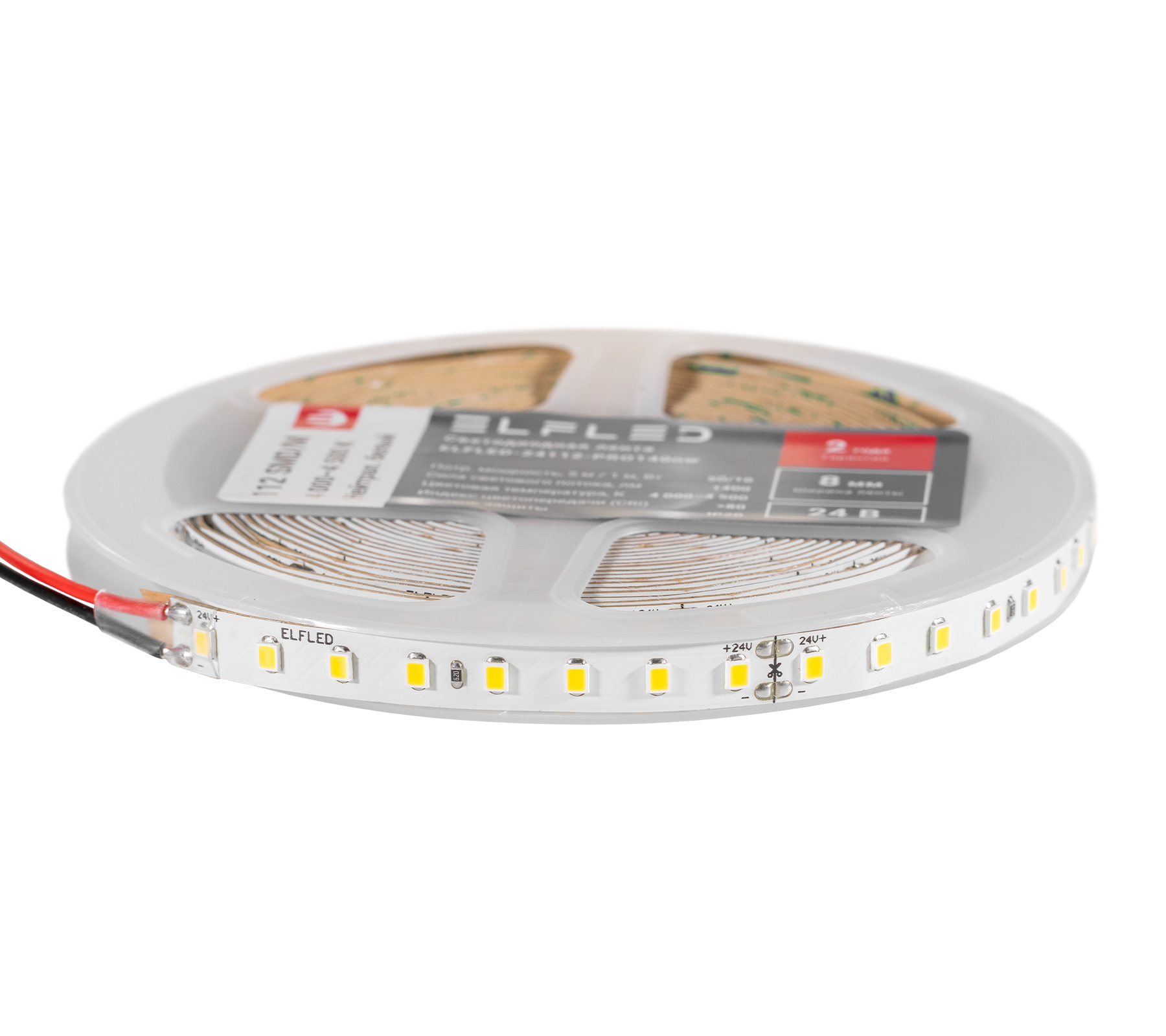 Лента светодиодная ELFLED PRO140, 112/м (2835), 24В, 10Вт/м, 5м, белый теплый 2800-3300К ELFLED-24112-PRO140ww