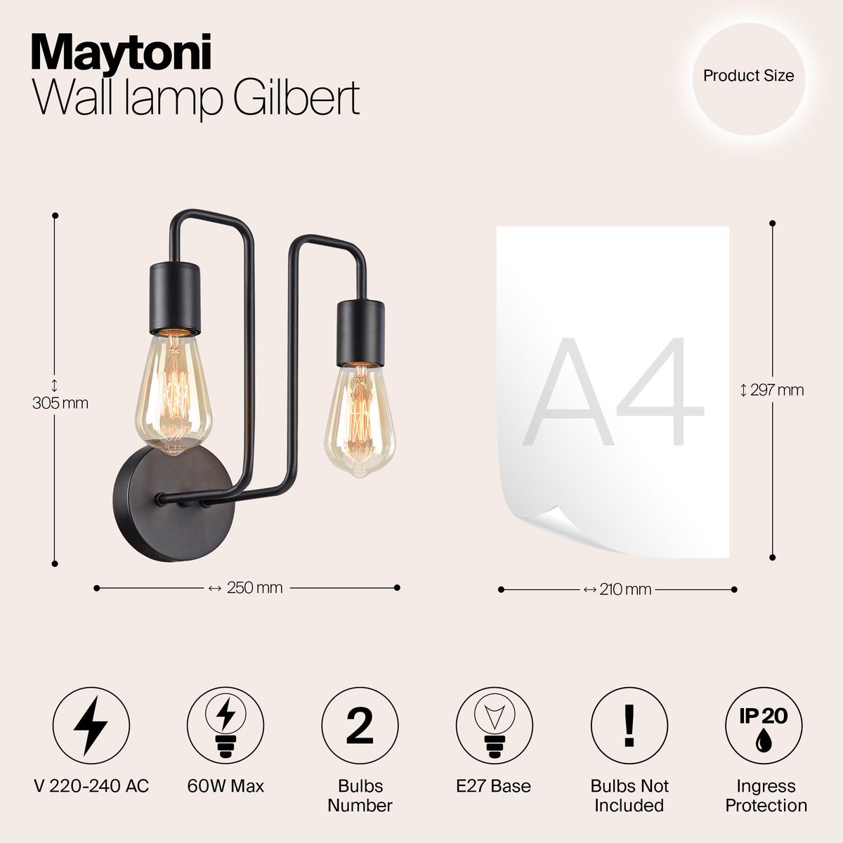 Бра Maytoni Gilbert T532WL-02B