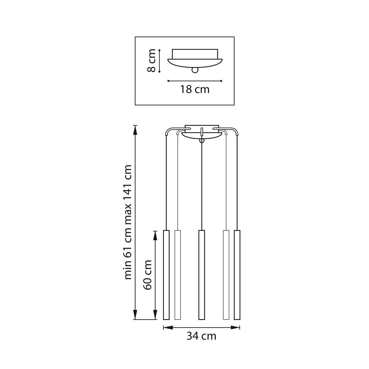 Комплект с подвесной люстрой Lightstar Tubo (574727+747337 (5шт) L5T747337