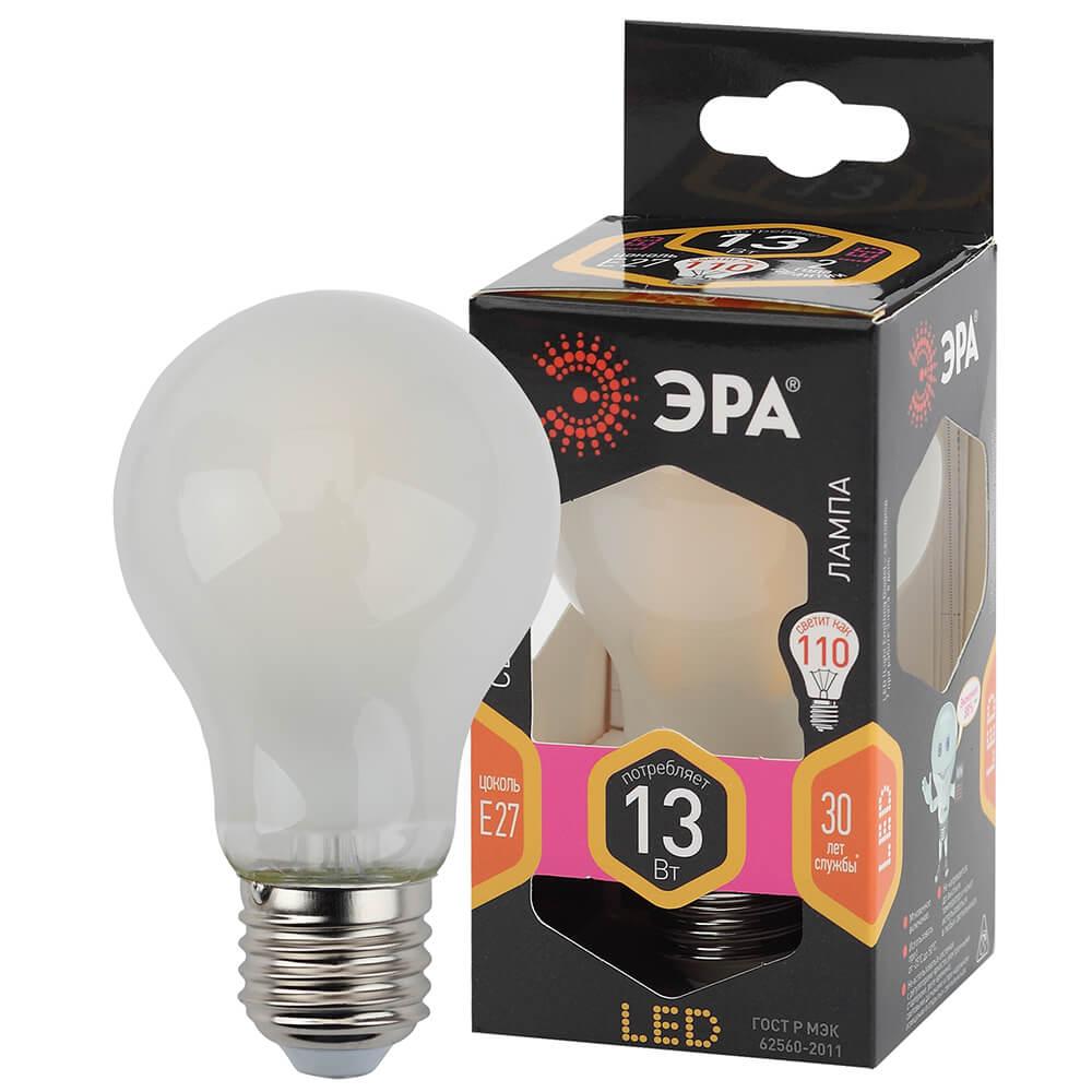 Лампа светодиодная филаментная ЭРА E27 13W 2700K матовая F-LED A60-13W-827-E27 frost Б0044090