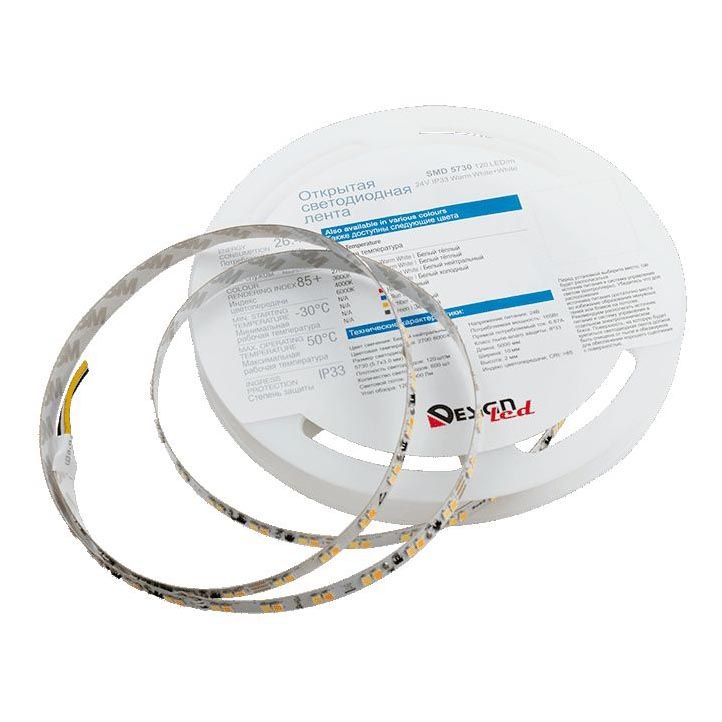 Светодиодная влагозащищенная лента DesignLed 26,8W/m 120LED/m 5730SMD теплый/холодный белый 5M 001823
