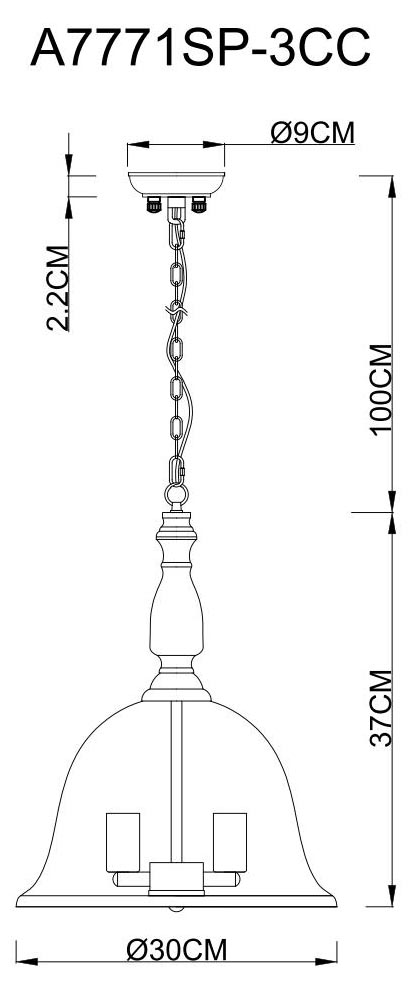 Подвесная люстра Arte Lamp Bell A7771SP-3CC