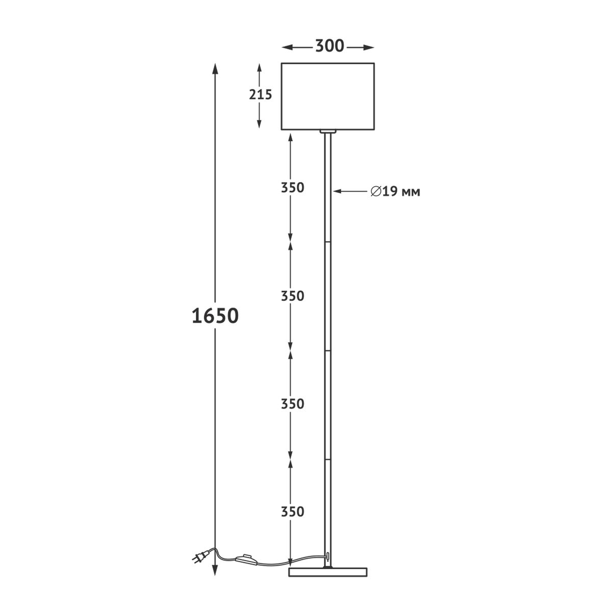 Торшер Uniel UML-T521 E27 Black/Black UL-00012407