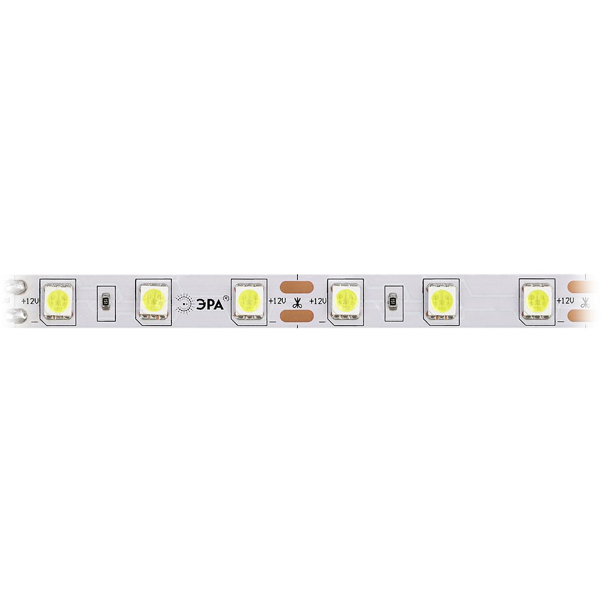 Светодиодная лента ЭРА 14,4W/m 60LED/m 5050SMD холодный белый 5M LS5050-60LED-IP20-W-5m C0043045