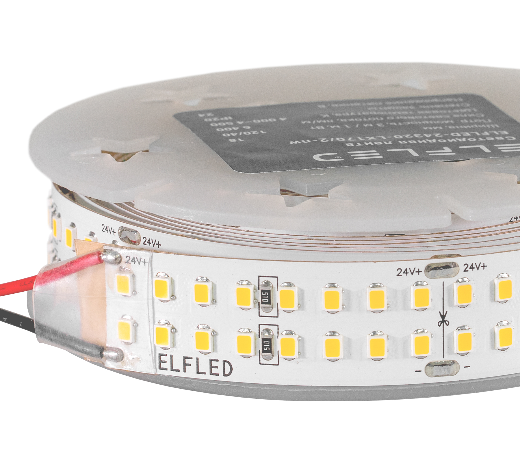 Лента светодиодная ELFLED LX170, 320/м (2835), 24В, 40Вт/м, 3м, 2ряда, белый теплый 2800-3300К ELFLED-24320-LX170/2-ww