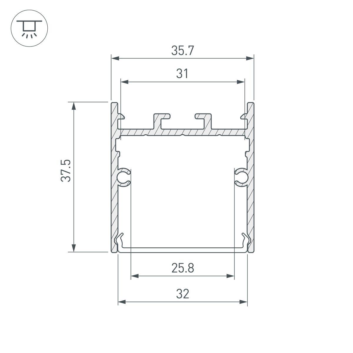 Профиль Arlight SL-Line-3638-LW-2000 Anod 038362