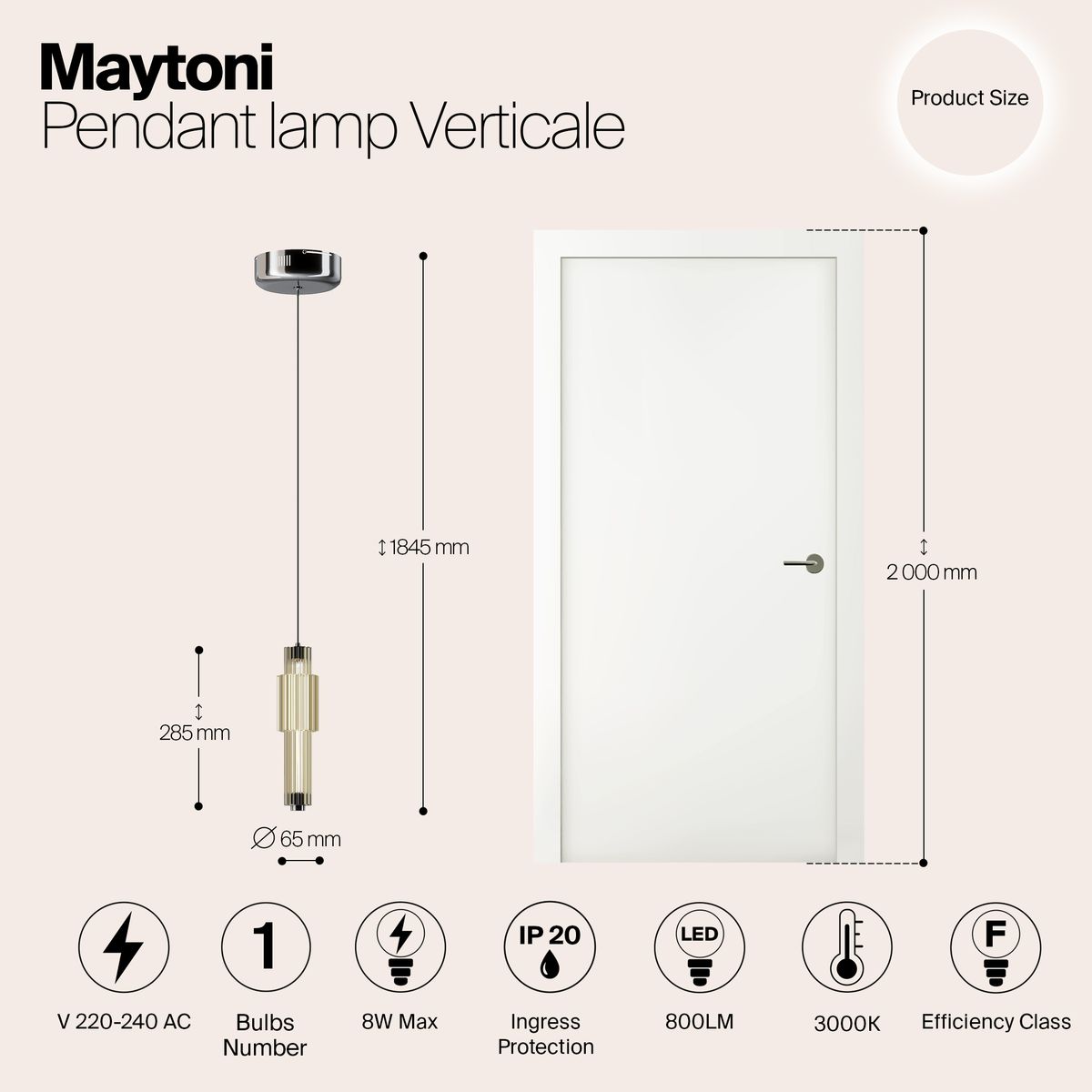 Подвесной светодиодный светильник Maytoni Verticale MOD308PL-L9CG3K