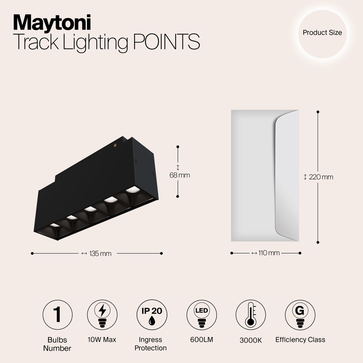 Трековый светодиодный светильник для магнитного шинопровода Maytoni Track lamps TR014-2-10W3K-B