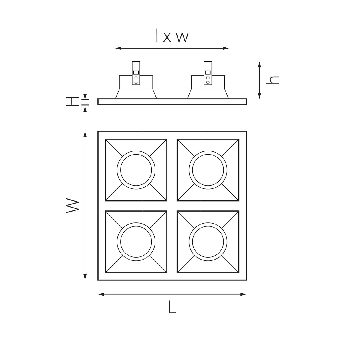 Комплект из светильников и рамки Lightstar Domino Quadro (214547+214506+214507+214507+214507) D54706070707