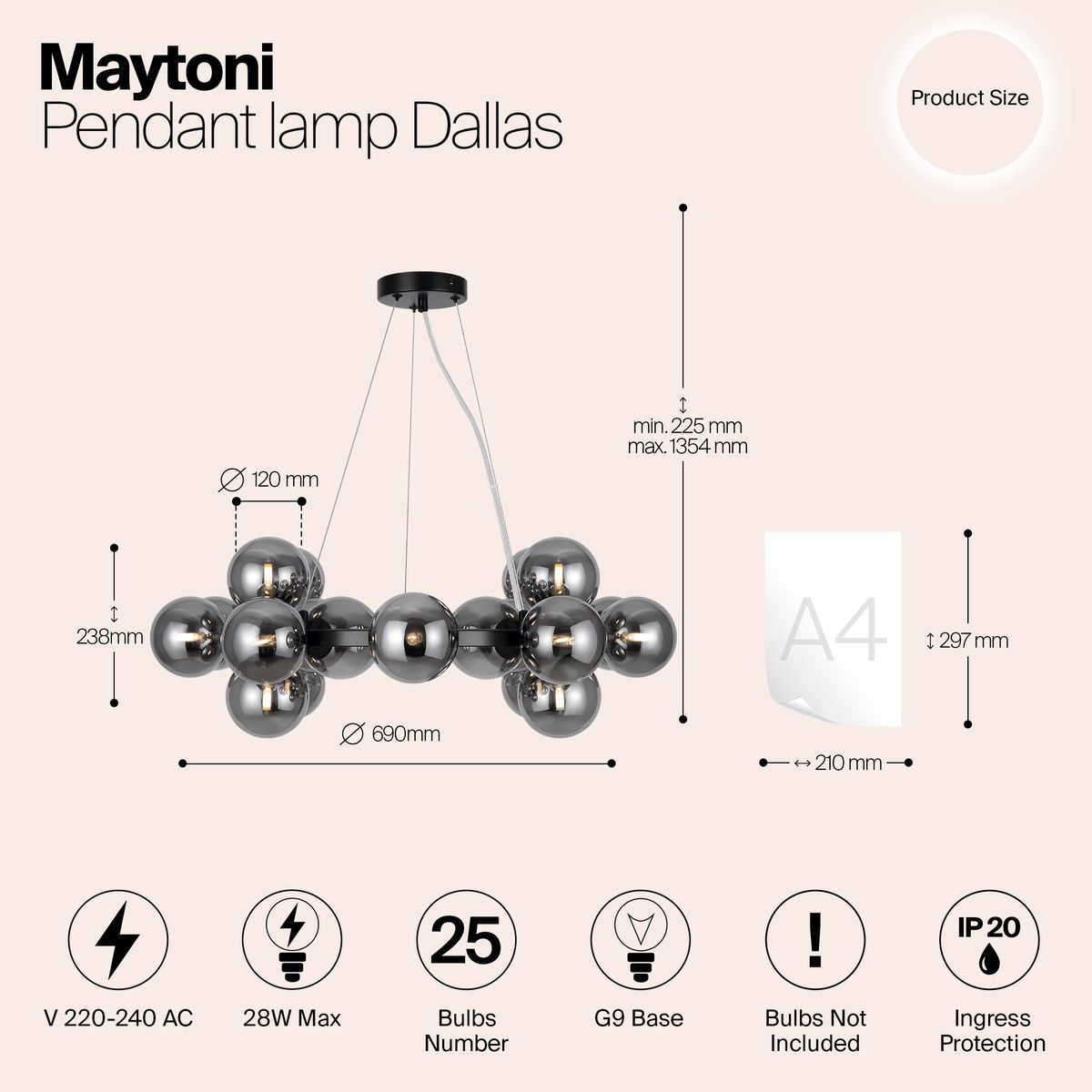 Подвесная люстра Maytoni Dallas MOD545PL-25B