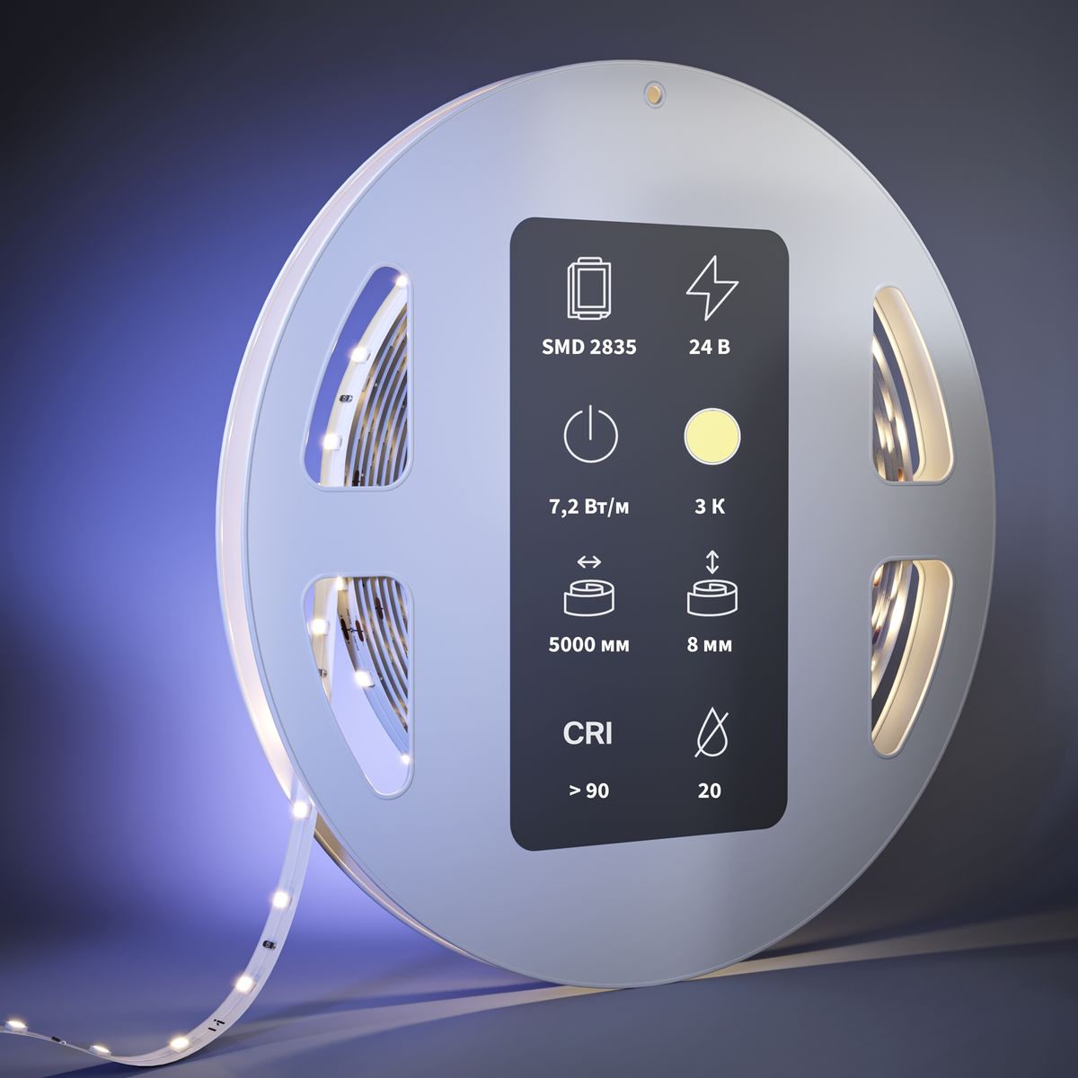 Светодиодная лента Maytoni 7,2W/m 60LED/m 2835SMD теплый белый 5M 201024