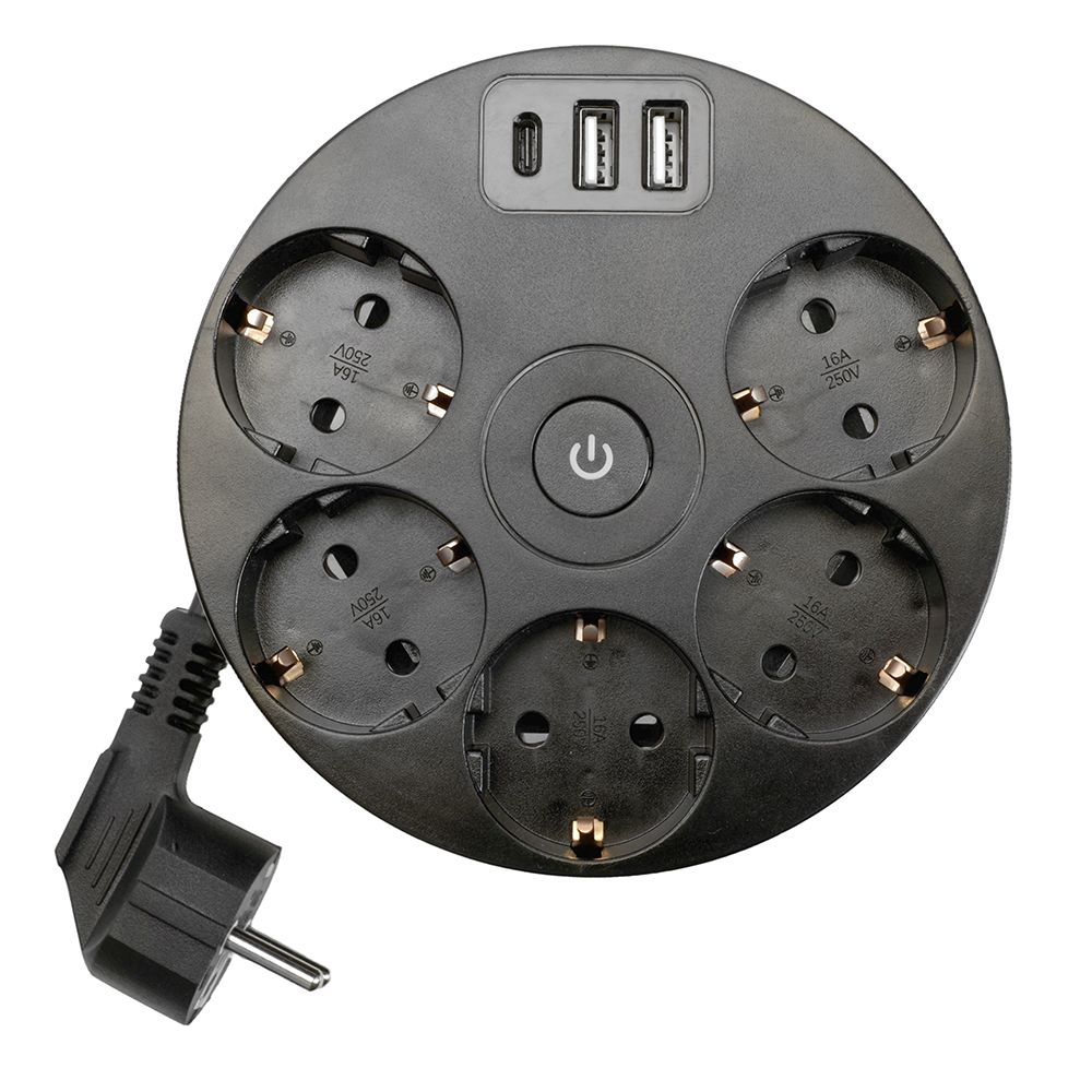 Удлинитель Stekker Comfort 5гн 2USB+С 2,5м с/з Comfort HM10-51-01 49656