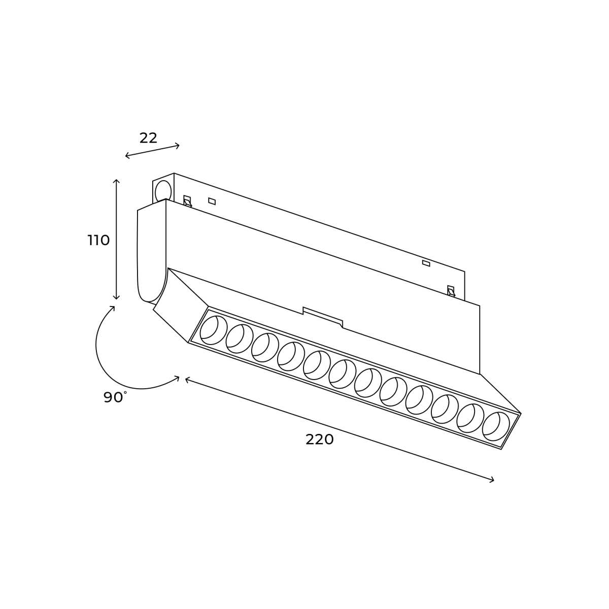 Трековый линейный светильник направленного света Hesby Lighting ElDeko 12Вт-4000К, чёрный HSBL_0084