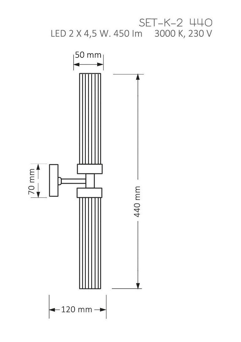 Настенный светильник KUTEK MOOD Seti SET-K-2(Z)II 440