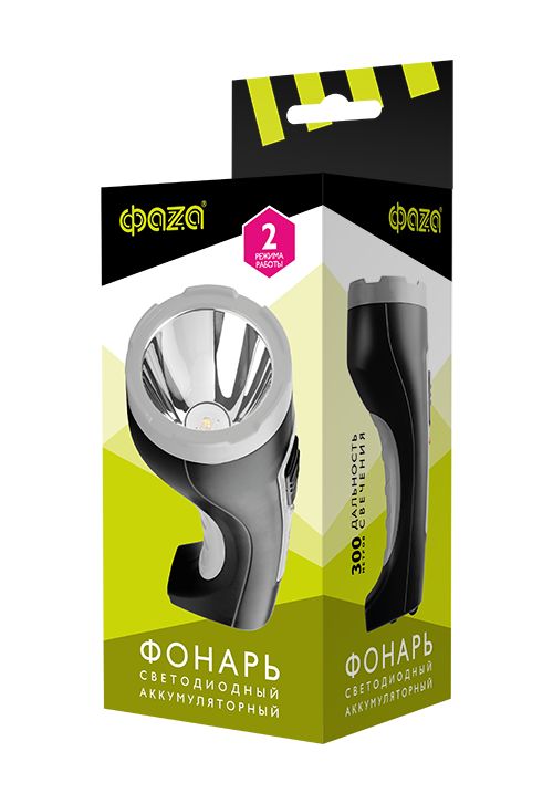 Ручной светодиодный фонарь ФАZA аккумуляторный 125 лм 165х80 AccuF2-L3W-bk
