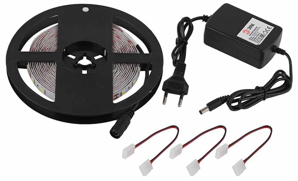 Светодиодная лента ЭРА 14,4W/m 60LED/m 5050SMD холодный белый 5M 5050kit-14,4-60-12-IP20-6500-5m Б0043065