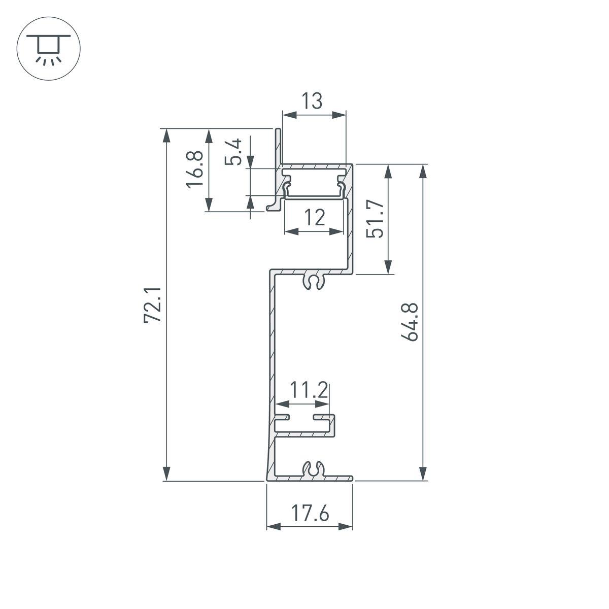 Профиль встраиваемый Arlight Plintus-H73-F-2000 Black 043480