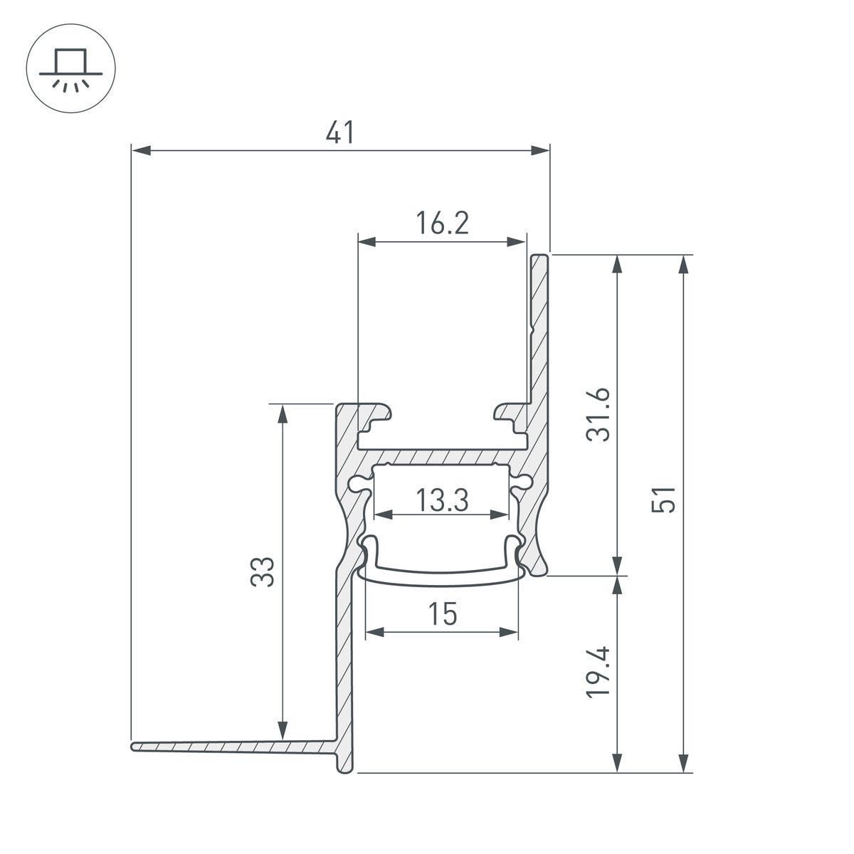 Профиль встраиваемый Arlight Arh-Сeil-S14-Shadow-3000 White 045554