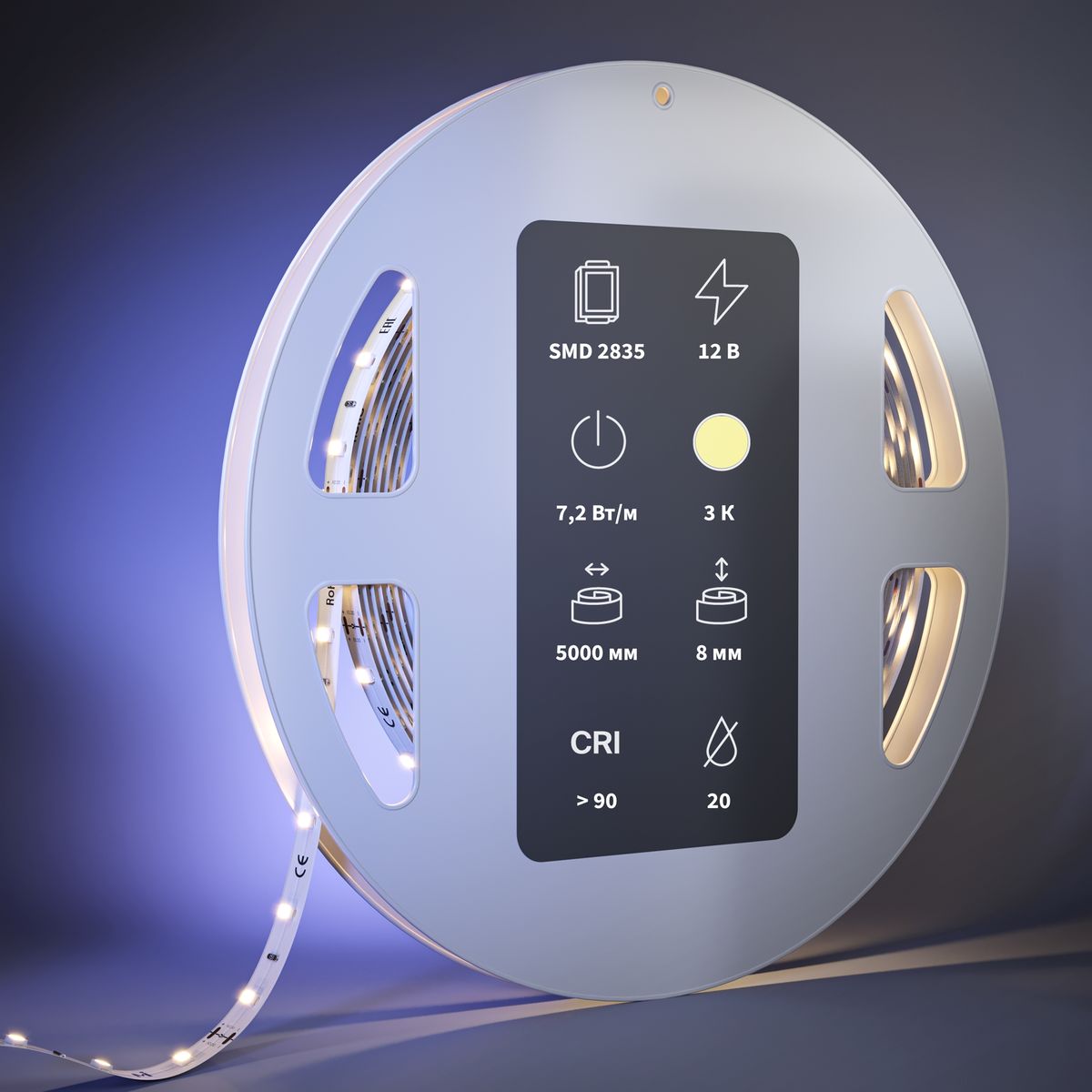 Светодиодная лента Maytoni 7,2W/m 60LED/m 2835SMD теплый белый 5M 201017