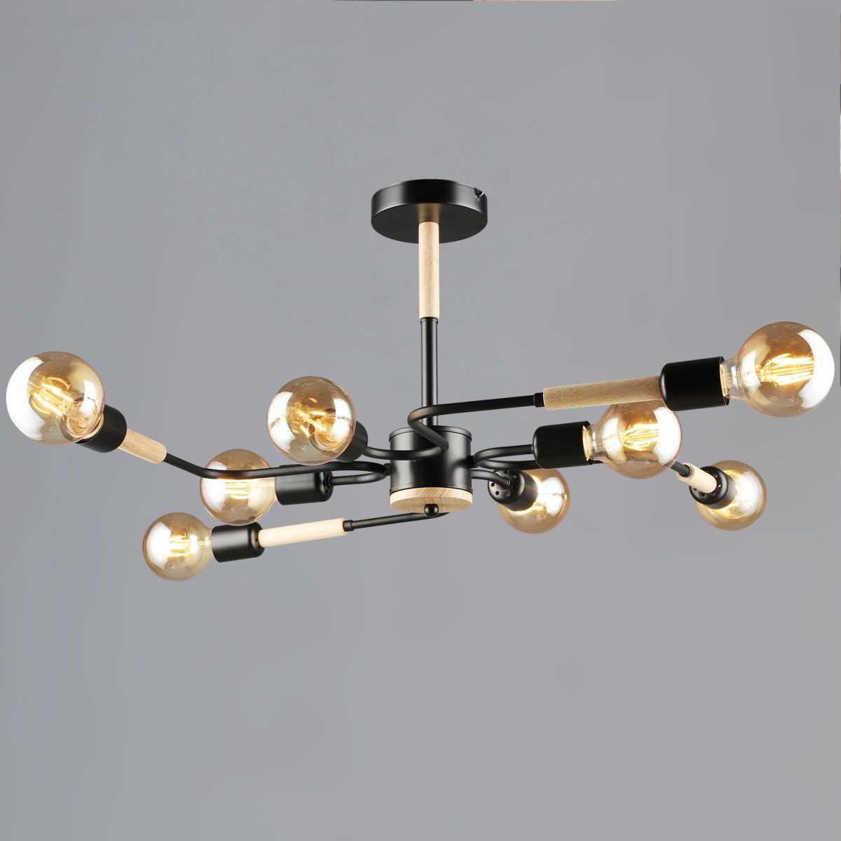 Люстра Reluce 10070-0.3-08 BK+WOOD