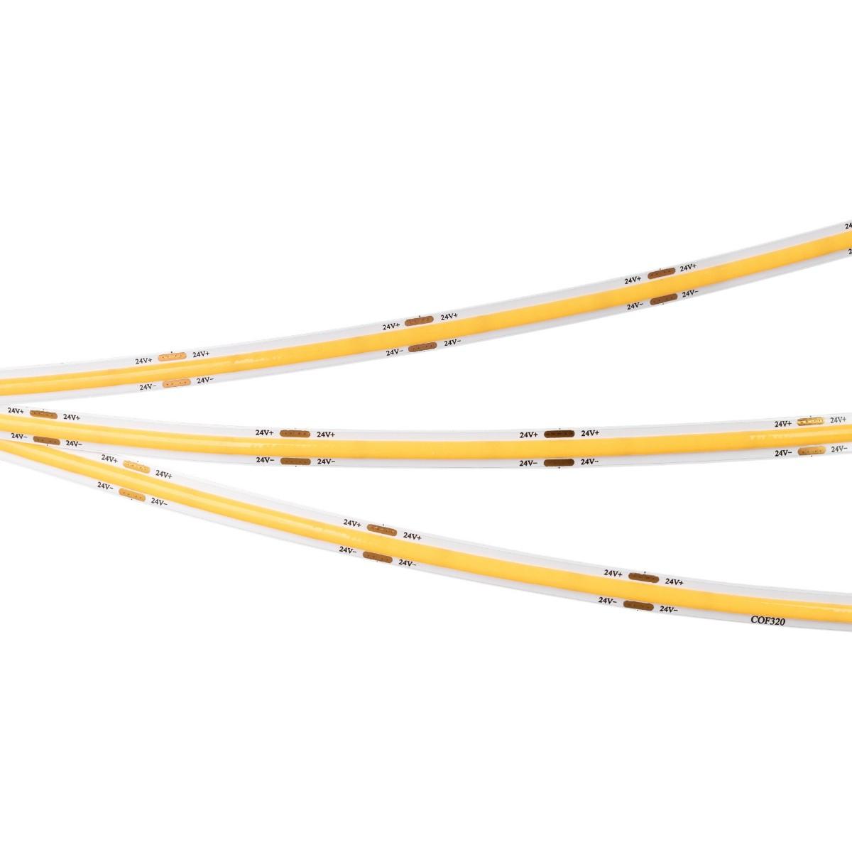 Светодиодная лента Arlight 8W/m 320LED/m CSPSMD теплый белый 5M COB-X320-8mm 24V Warm3000 039022