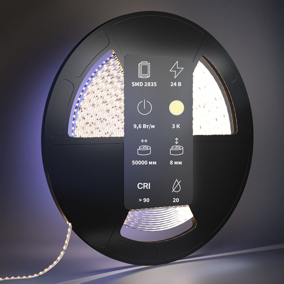 Светодиодная лента Maytoni 9,6W/m 120LED/m 2835SMD теплый белый 50M 201047