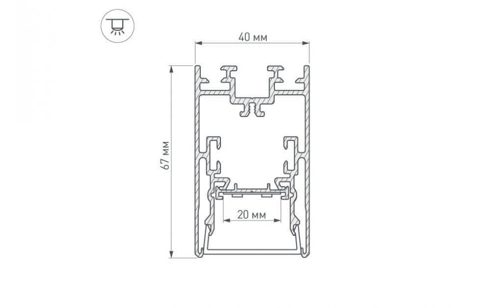 Профиль с рассеивателем Arlight S2-LINE-4067-2500 ANOD+OPAL 021172