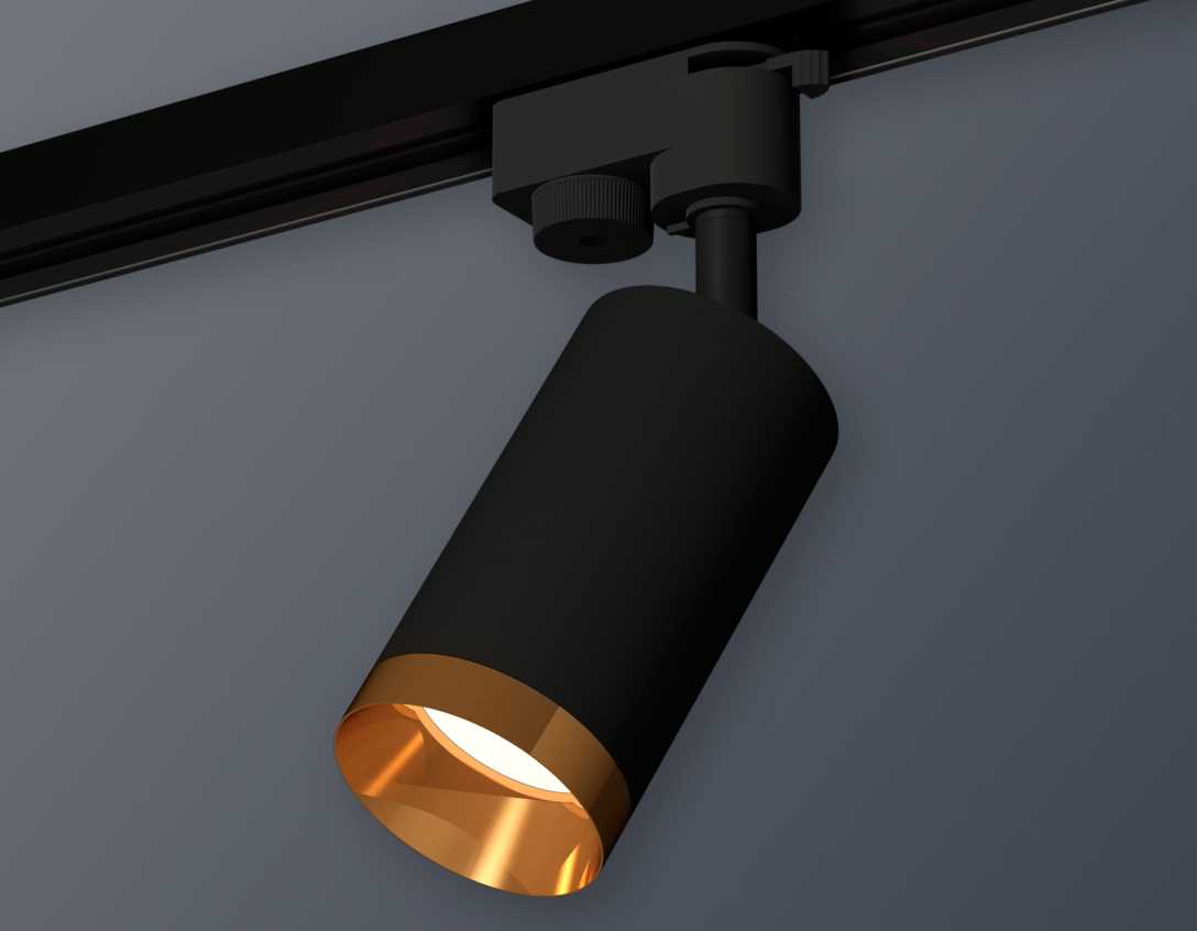 Комплект трекового светильника Ambrella light Track System XT6323064 SBK/PYG черный песок/золото желтое полированное (A2521, C6323, N6134)